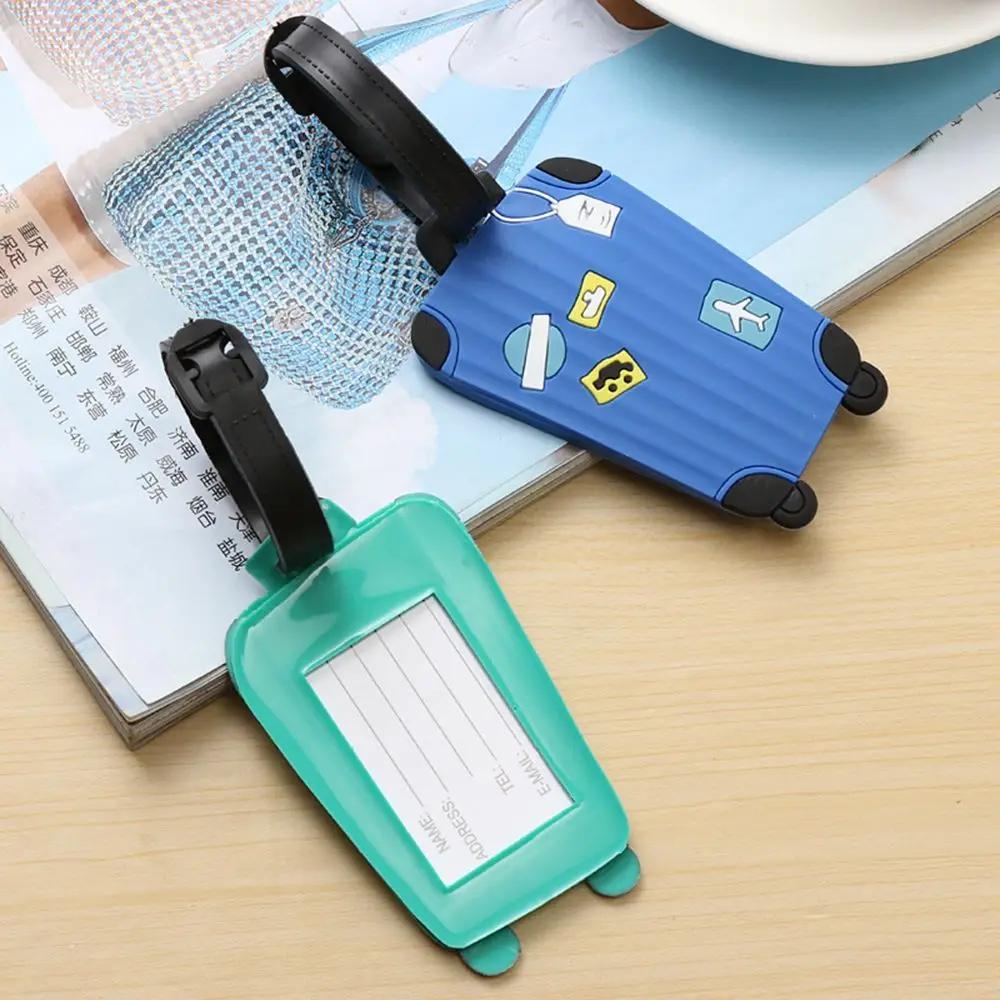 Etiqueta Identificadora Kawaii para Viagem de Negócios Mochila Bolsa de Mão Etiqueta de Bagagem de Silicone Mala de Viagem Tags de Nome ID com Alça