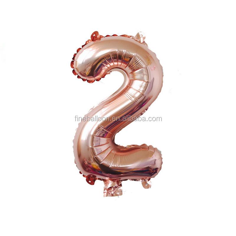 Wedding Party Decoration Supplies Big Size 16 Inch Rose Gold Digital Balloon 0-9 Number Balloons
