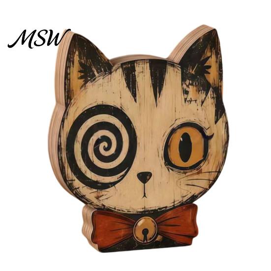 Three-dimensional Layered Painting Ornaments Halloween Wooden Ornaments, Distressed Pumpkin/Cat Decorations, Desktop & Wall Durable Wood Tabletop Art