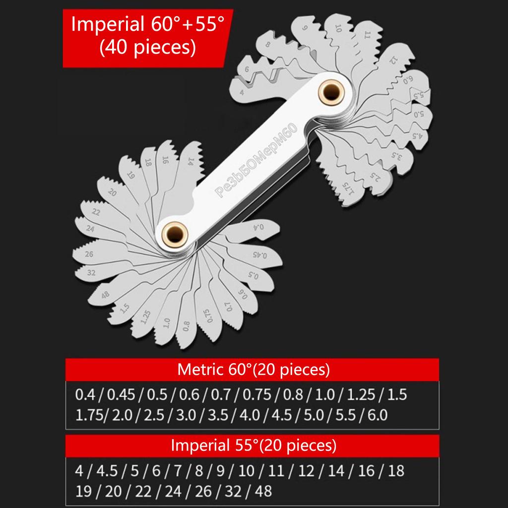 Thread Gauge Set 40Piece Screw Gauge Suitable For Industrial Measurement And DIY Projects Precise Industrial Measurement