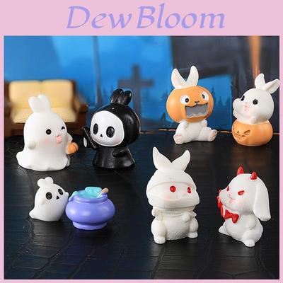 Adorable Resin Halloween Miniature Decorations Cute Cartoon Rabbit Figures For Succulent Plants