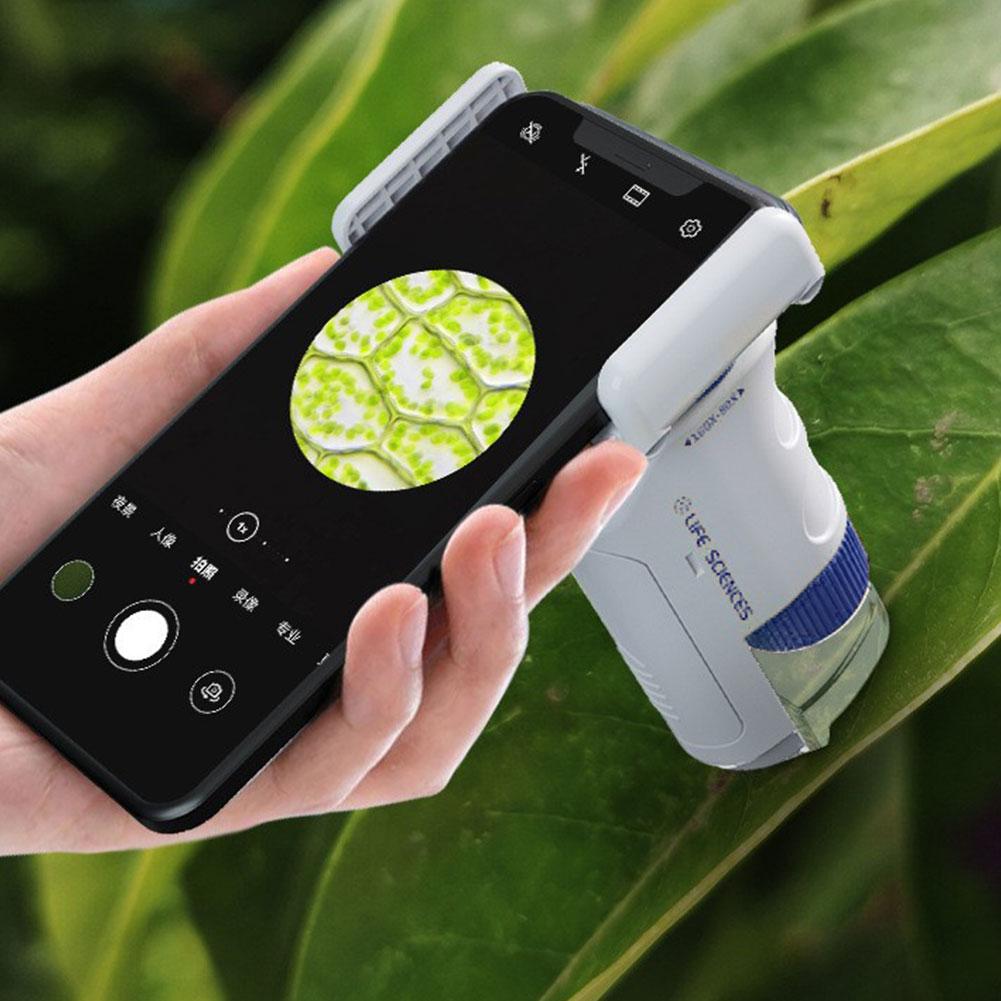 60X-120X Mini Pocket Microscope Handheld Microscope Kit Battery Powered Microscope With LED Light Biological Kids Science