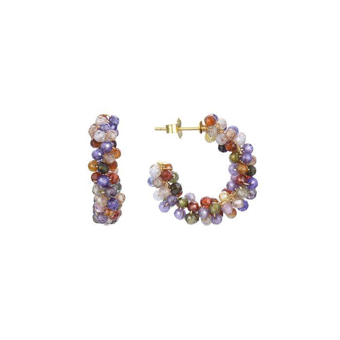 Boucles D'oreilles - Luxenter - Salblai - Argent 925 - Or Jaune 18K - Cristaux Multicolores