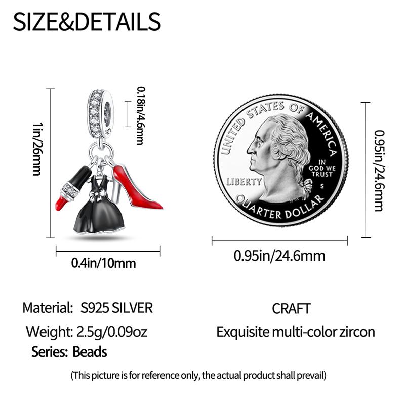 Authentic Charm Bead Charms copper Lipstick Dress High Heels Shoe Set Bead Charms Compatible With Bracelets Women Jewellery Making Diy Gift