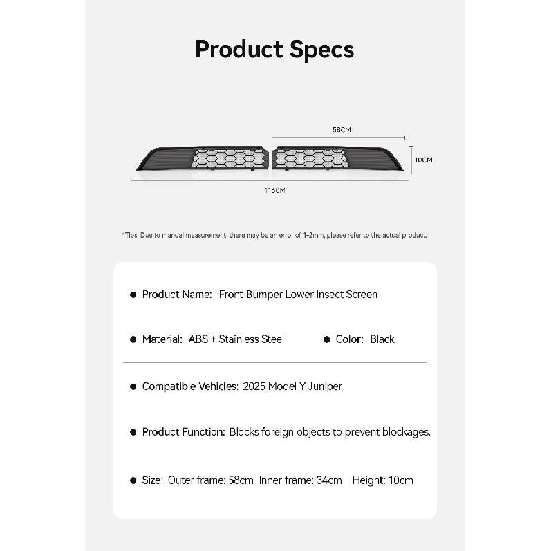 YZ Car Anti-insect Front Mesh Grille Mesh for Tesla Model Y/YL Juniper 25-26 Air Inlet Vent Cover Grille Guards Protector Cover