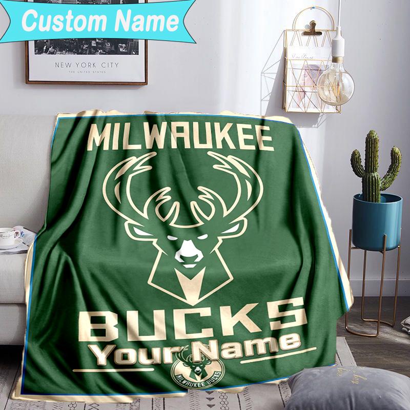 Custom Name Blanket Bucks Team Logo Artwork Blanket Bedding Blanket for Travel, Camping, Living Rooms, Offices, Sofas, Fan Christmas gift