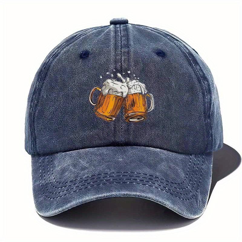 Beer Toast Mugs Print Baseball Cap Cotton Casual Adjustable Dad Hat for Casual Gatherings