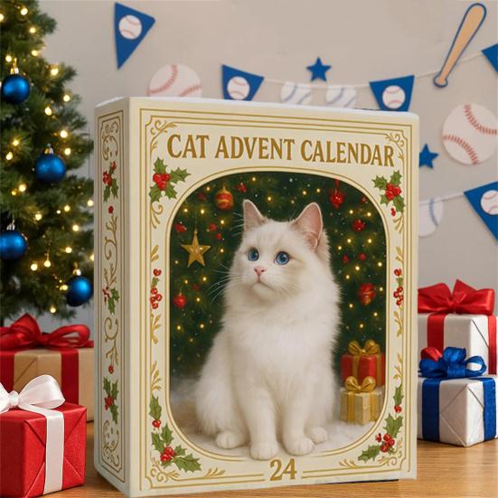Kattejulekalender 24 Dager Nedtellingskalender til Jul Søte Akryl Kattungepynt Juledekor for Katteelskere