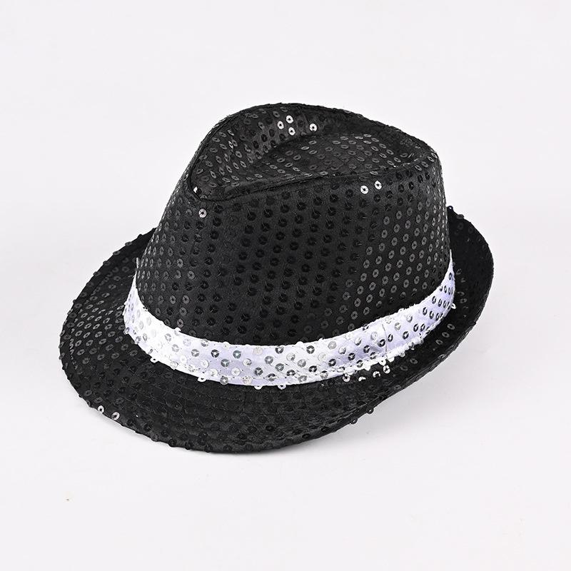 Silver Sequin Top Hat Stylish Magician Jazz Stage Costume For Adults Party Show Prop For Halloween Christmas Gift