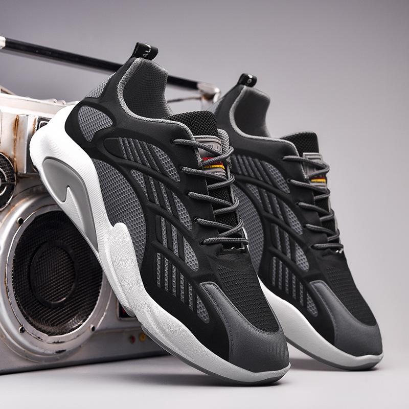 Thick Sole Versatile Clunky Sneaker For Men  New Trend Mesh Lace Up Breathable Casual Sports Shoes Increased Soft Soles