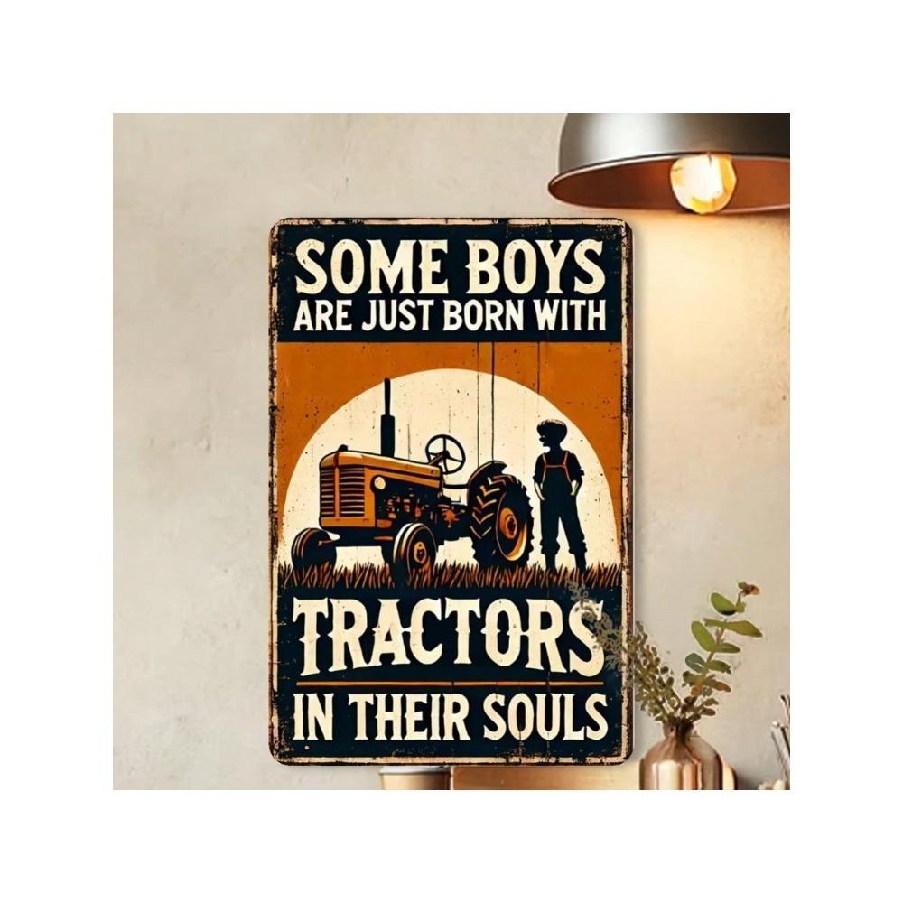 RetroHaven Vintage Metal Tractor Wall Decor Sign - Rustic Farmhouse Art 11.81x7.87inch, Durable Indoor Outdoor Decor