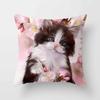 Cute Cat  Print Polyester Cushion Cover 45x45 Throw Pillow Case For Sofa Car Home Decorative Pillowcase Pillow Cover