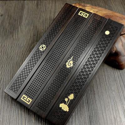 Retro Wooden Incense Holder Chinese Style Incense Burner Wood Handmade Carving Sandalwood Censer Box Tray Home Office Decor