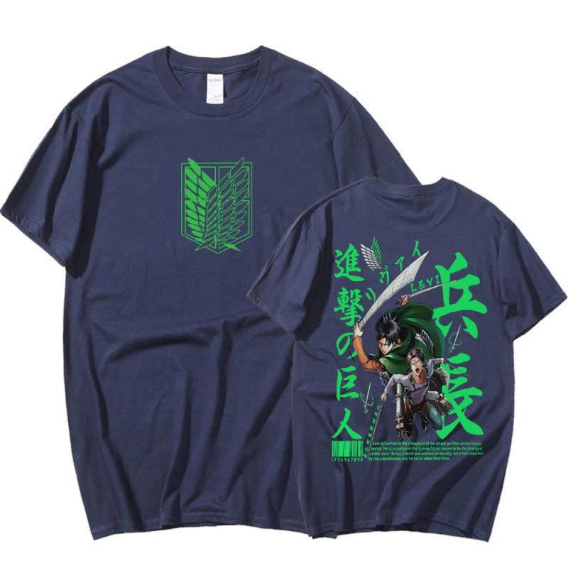 Tricou cu anime japonez Attack on Titan Manga Levi Ackerman Shingeki No Kyojin Tricou unisex casual din bumbac cu mânecă scurtă
