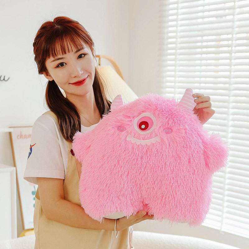 Green Monster Plush Toy Stuffed Animal Pillow, Cute Cartoon Doll for Sleeping, Cuddle Buddy Gift for Kids and Adults