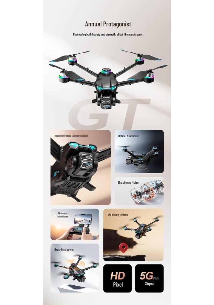 Drone GT6 Quadcopter: GPS, Long Battery Life, Brushless, Return Home, Aerial Photography, Remote Controlled.