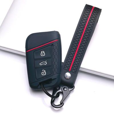 Key Fob Cover for Volkswagen Golf Tiguan Passat Octavia A7 MK7 MK2 B8 with Keychain Anti-Scratch Guard Shockproof Protection Soft Grip Texture
