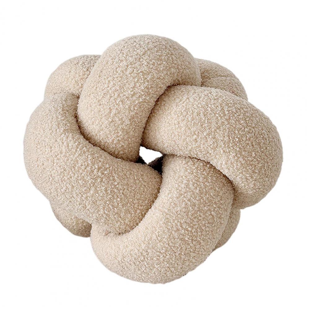 Hand Knitted Decorative Pillow Plush Braided Knot Round Ball Throw Pillow for Sofa Couch Decor Soft Elastic Sleeping Companion