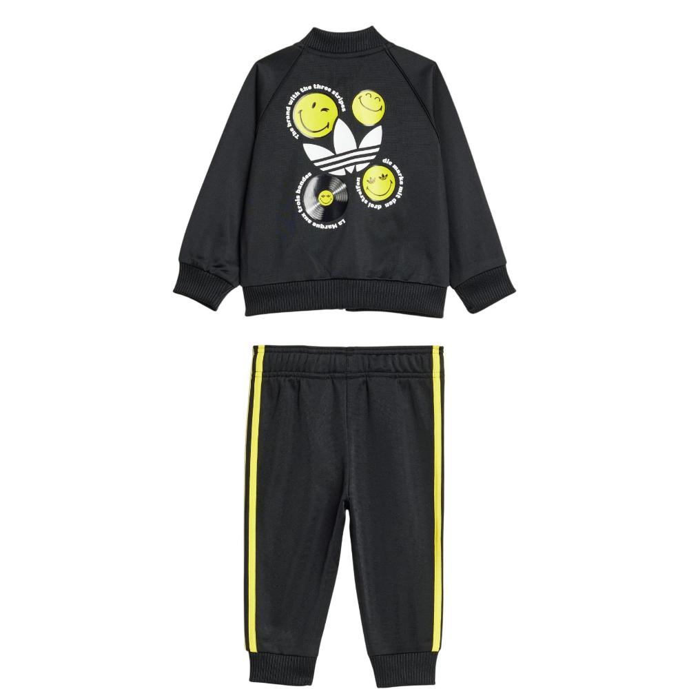 adidas Originals X Smileyworld Collaboration Casual Sports Suit Sst Striped Comfortable Versatile Jacket Simple Soft Long Pants Baby Suit Black JD2874