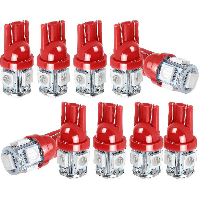 10PCS 194 LED Light Bulbs, License Plate Light Bulb, 6000K T10 168 2825 W5W 5SMD 5050 Chipsets Super Bright LED Replacement, 12V Wedge Bulb for Car