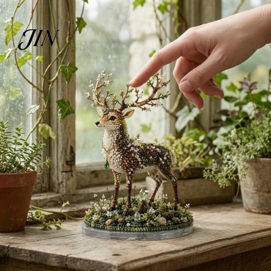 Perlen-Katzen-Bastelset DIY Perlenmaterial-Packung, 3D Mythischer Wald Serie Komplett für Anfänger mit Mond- und Sternendekoration Glanzperlen, Fuchs