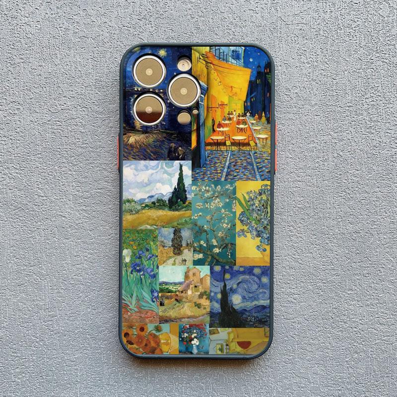 Vintage Van Gogh Phone Case for iPhone 16 13 12 Mini 15 11 14 Pro Max Illustration Case for iPhone 8 7 Plus SE X XS XR Cover