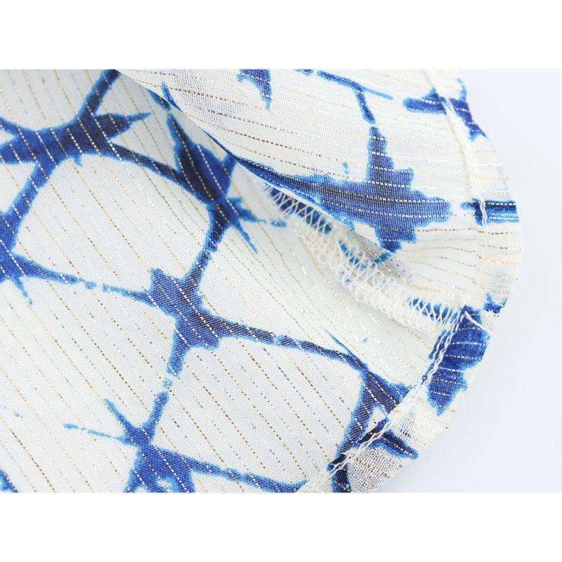 Kaslead New Arrival Women's Fashion Style Metal Color Line Print Round Neck Vertical Blouse 1821024 080