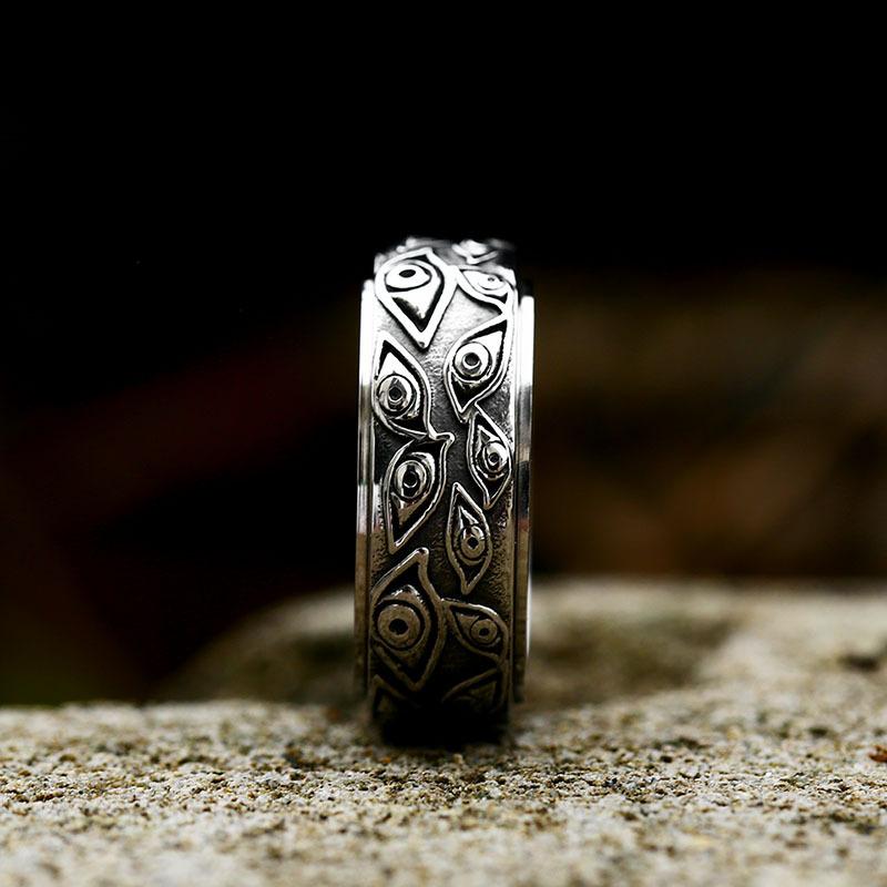 Retro Metall Teufelsaugen Drehbarer Ring Für Männer Edelstahl Punk Gothic Ring Zinklegierung Farbe Unisex Zirkon Accessoires Geschenk