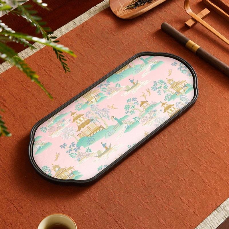 Quick Dry Absorbent Tea Tray - Chinese Style Compact Tea Sea Dry Practice Board  & Pot Holder