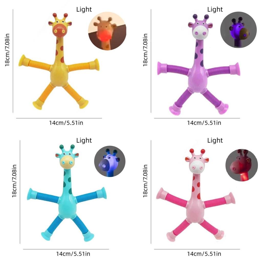 Langhals-Giraffe Stretch-Spielzeug mit Saugnapf und Leuchtfunktion