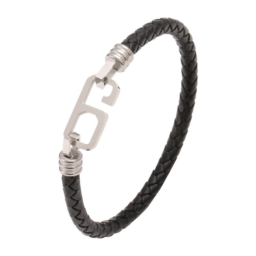 European-American Style Stainless Steel  Leather Bracelet - Titanium Steel Jewelry