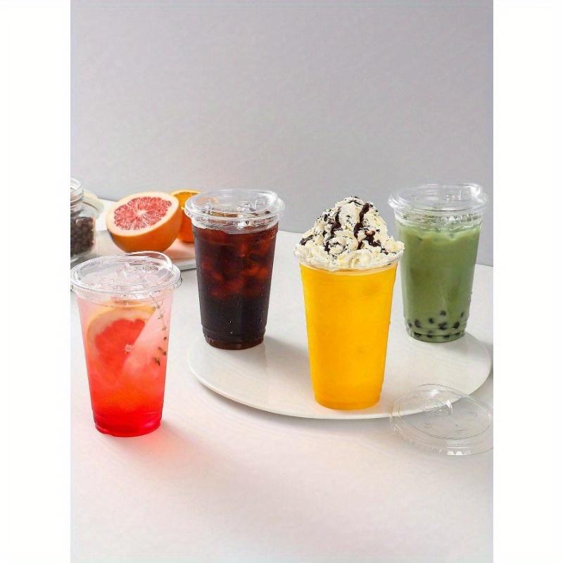 10pcs Clear Cups for Ice Cream Coffee Fruit Juice Drinks 12oz Plastic Cups with Sip Lids Disposable Cups for Iced Coffee Milkshake Cold Drinks