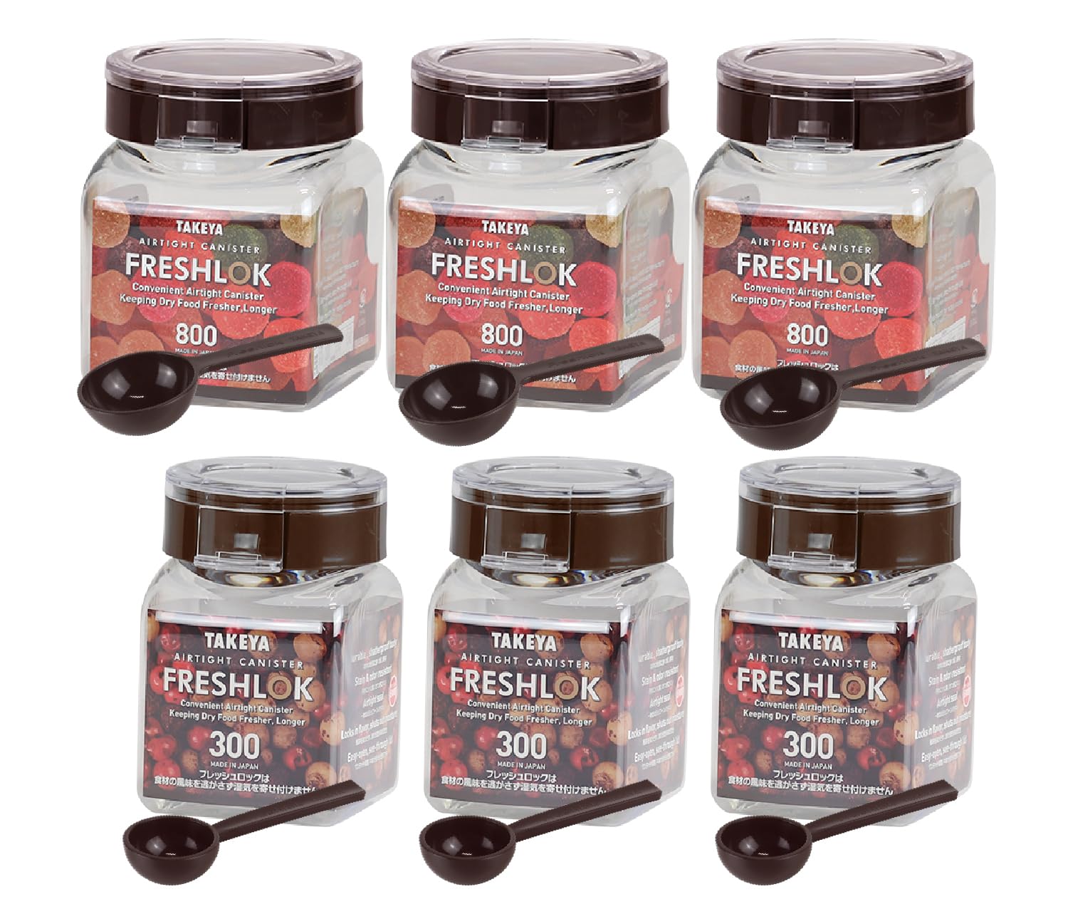 

Official Takeya Original Storage Container Three 300ml and Three 800ml Square Containers with FRESHLOK Storage Canisters for Potato and TAKEYA