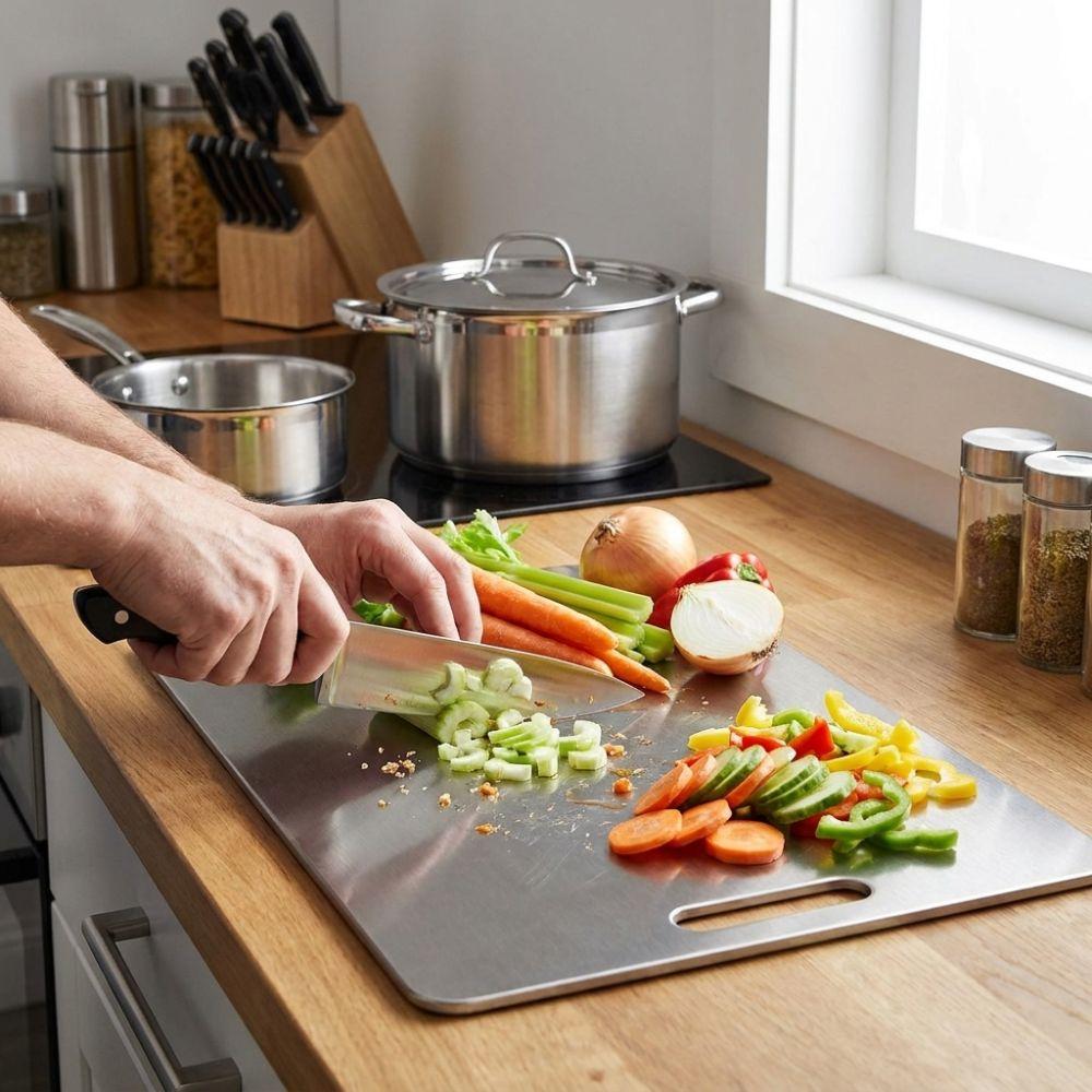 Double-Sided Stainless Steel Cutting Board Thickened Kneading Board Chopping Tray  Dough Kneading
