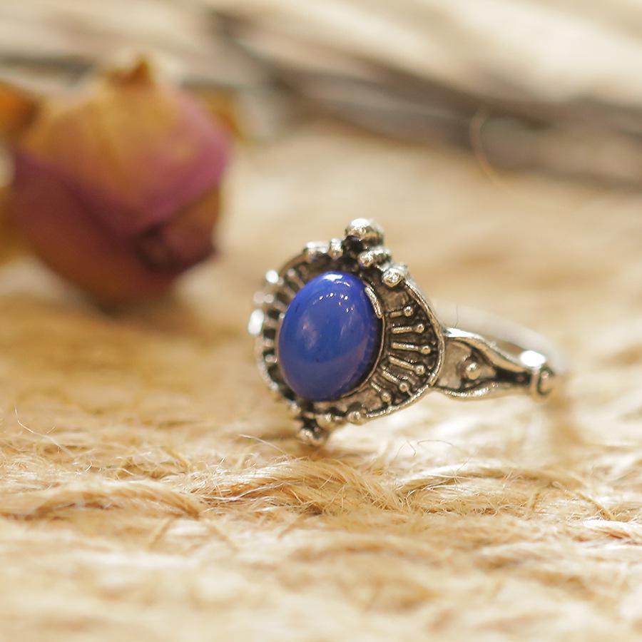 European & American Style Retro Gemstone Ring Set - 4 Piece Women's Collection