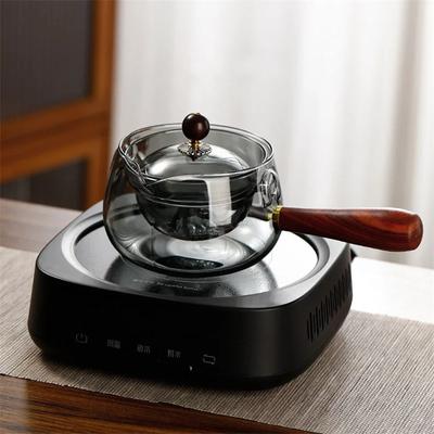 Removable 360° Rotary Glass Teapot Heat Resistant Side Wooden Handle Glass Pot Tea Maker Kungfu Tea Set