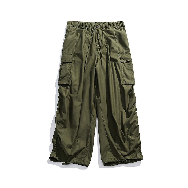 Autumn loose overalls men's and women's cityboy tide brand three-dimensional pocket adjustable tied feet casual trousers