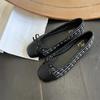 Fashion Patchwork Bowknot Flats Women Square Toe Soft Sole Single Shoes Woman Non Slip Ballet Flat Shoes