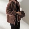 Jacke Damen Winter Samt Verdickt Doppelseitiger Kragen Warmer Pullover Strickjacke Reißverschluss Fleece