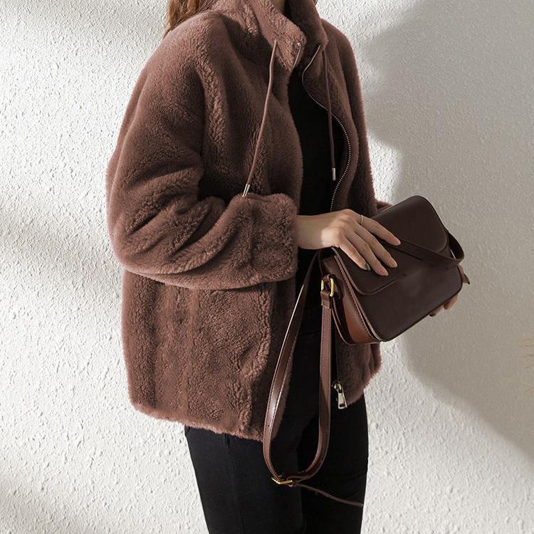 Jacke Damen Winter Samt Verdickt Doppelseitiger Kragen Warmer Pullover Strickjacke Reißverschluss Fleece