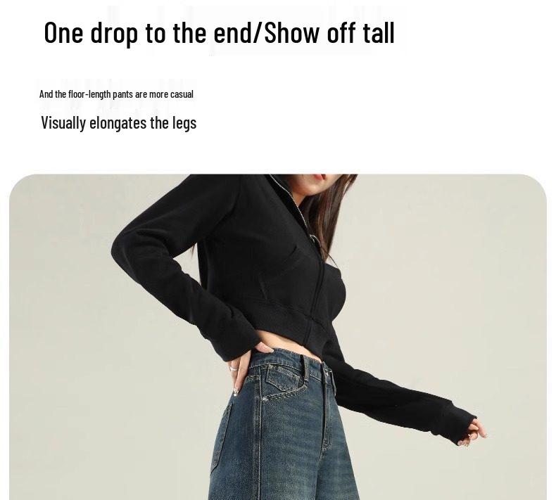 2026 Women’s Wide-Leg Jeans: Autumn/Winter Thicker Straight Fit with Velvet, Lengthened Loose Style