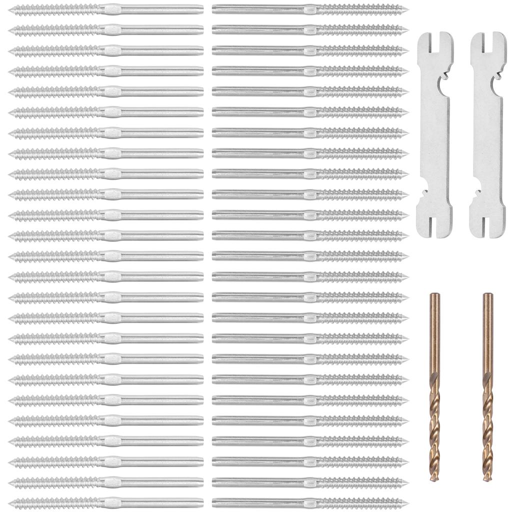 50Pcs Stainless Steel 1/8" Swage Lag Screws Left and Right Cable Railing Kit Hardware Handed Thread 1/8" Cable Railing Kit