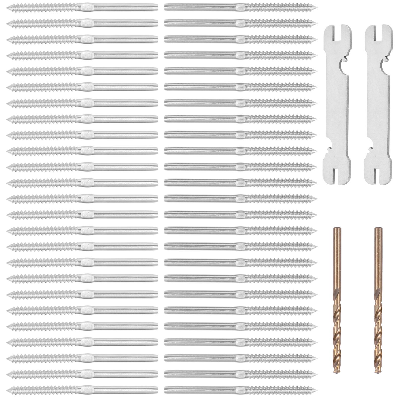 

50Pcs Stainless Steel 1/8 Swage Lag Screws Left and Right Cable Railing Kit Hardware Handed Thread 1/8 Cable Railing Kit 4inch 100mm