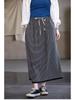 Artistic Retro Black Knit Midi Skirt with Soft Elastic Waist