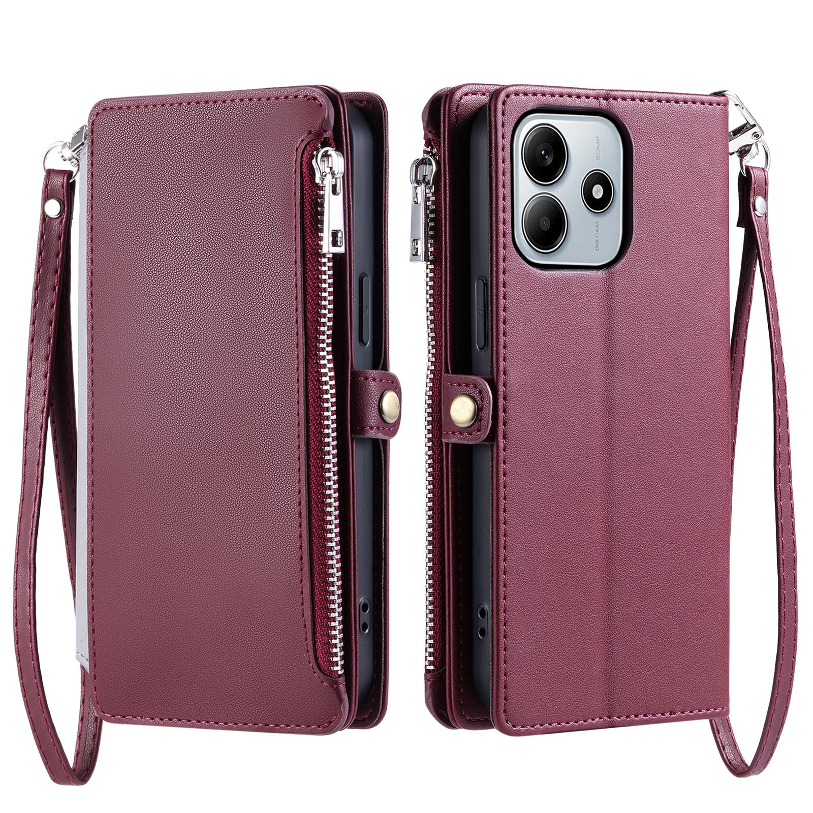 

For Xiaomi Redmi Note 14 4G (163.25mm) Leather Case TPU+PU Wallet Phone Cover with Strap B