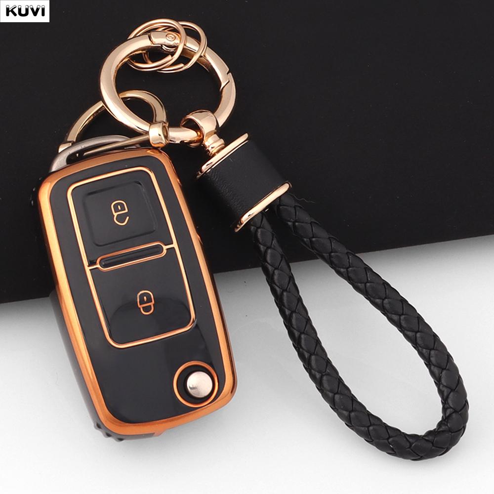 Coque de protection en TPU à 2 boutons pour clé de voiture Pour VW Volkswagen Amarok Polo Golf 4 5 6 MK4 Bora Jetta Altea Alhambra Passat B5 B6 B7