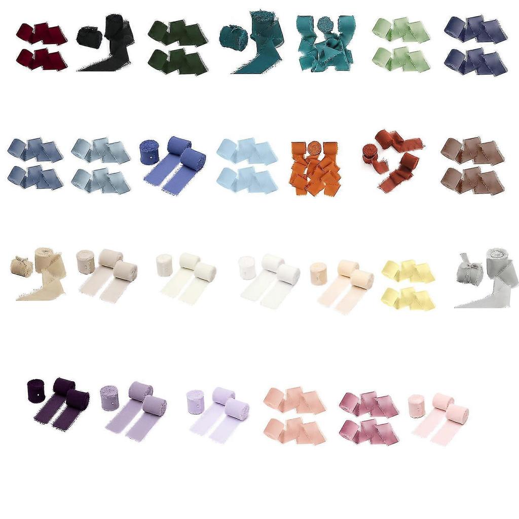 Handmade Fringe Chiffon Silk Ribbons For Wedding Invitations, Bridal Bouquets, Holiday Decorations