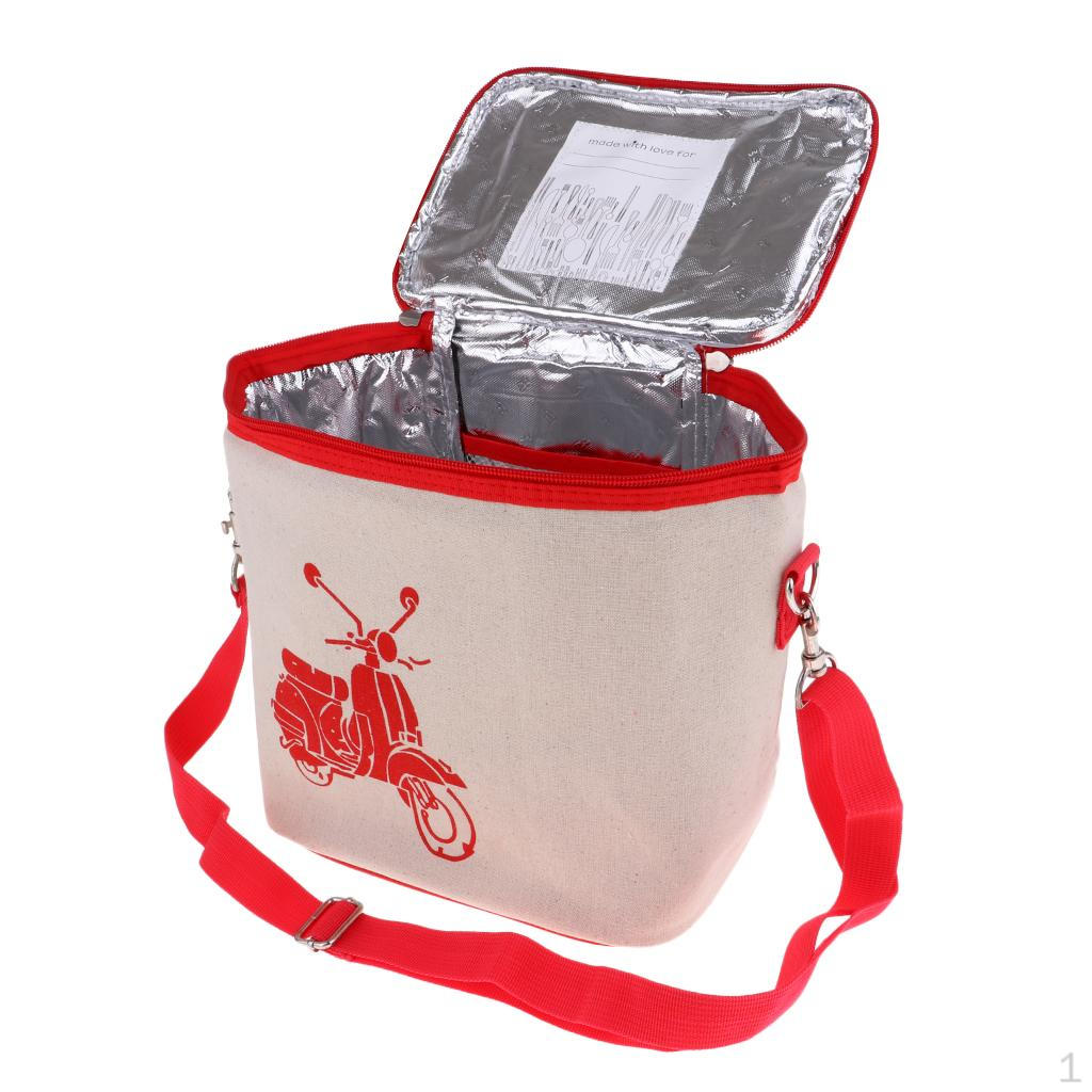 

Big Insulated Lunch Bag Cooler Tote With Dual Pull Zippers Detachable Shoulder Strap For Box красный