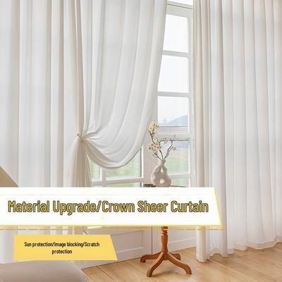 2022 White Gauze Curtains: Light-Filtering, Non-Transparent, Ideal for Living Room or Bedroom Bay Windows, Provides Insulation and Sun Protection
