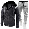 Men's Color Block Hooded Sweatshirt and Casual Sports Set